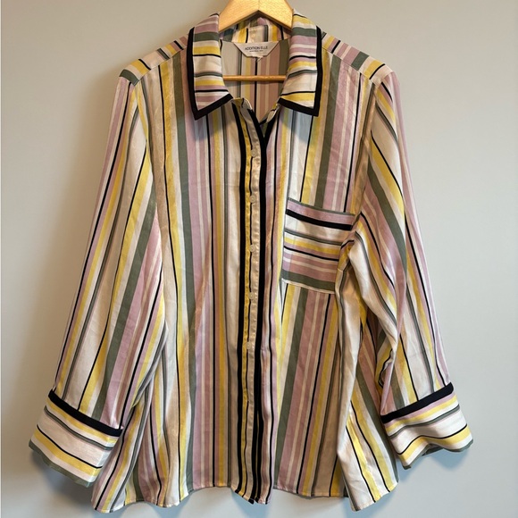 Addition Elle Satin Multicolor Striped Pajama Set | Size 1X/2X - Picture 3 of 12